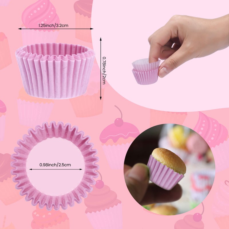 NUOMI 1 Inch Super Mini Cupcake papers Liners Baking Cups 1000 Pack Muffin Lining Wrappers, Pink - Image 3